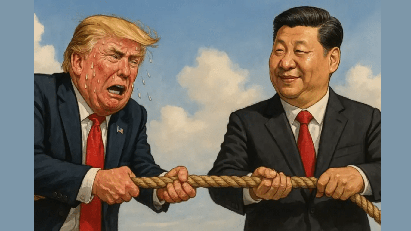Tarifas de Trump geram memes - confira as 7 imagens mais compartilhadas 6 trump em cabo de guerra com xi jinping