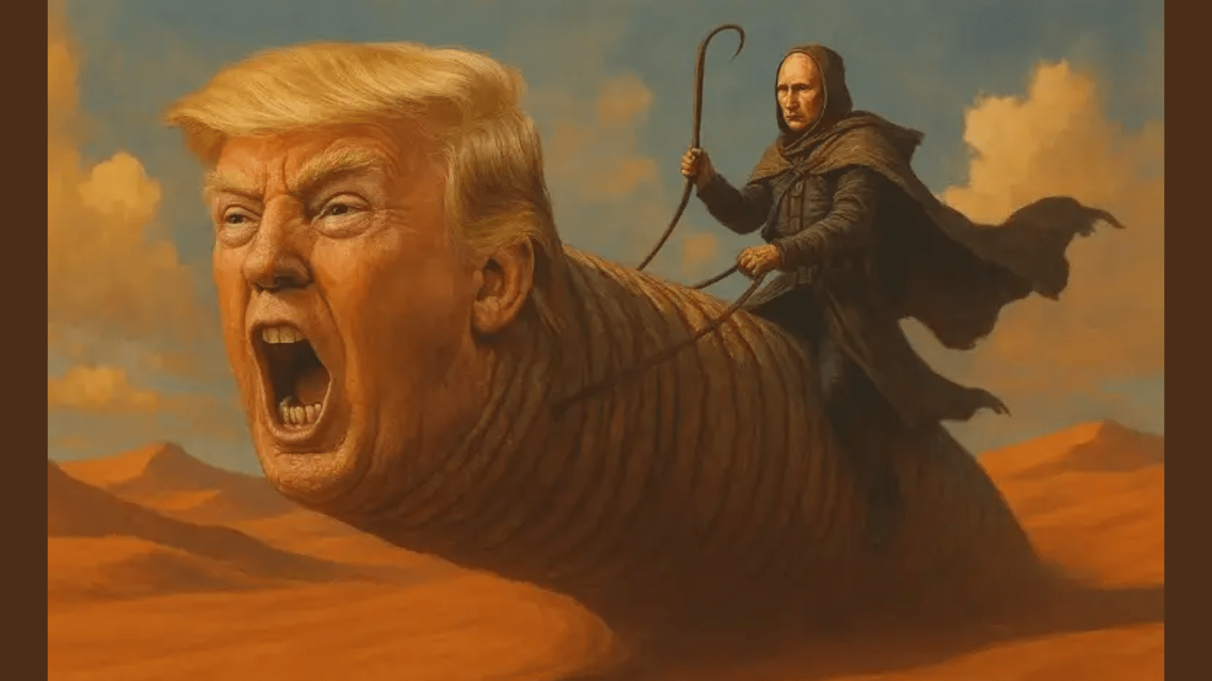 Tarifas de Trump geram memes - confira as 7 imagens mais compartilhadas 2 vladimir putin montado no trump