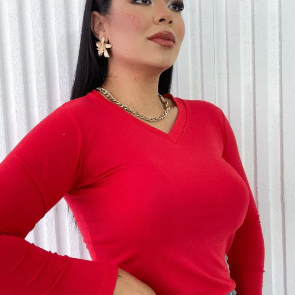 blusa manga longa vermelha